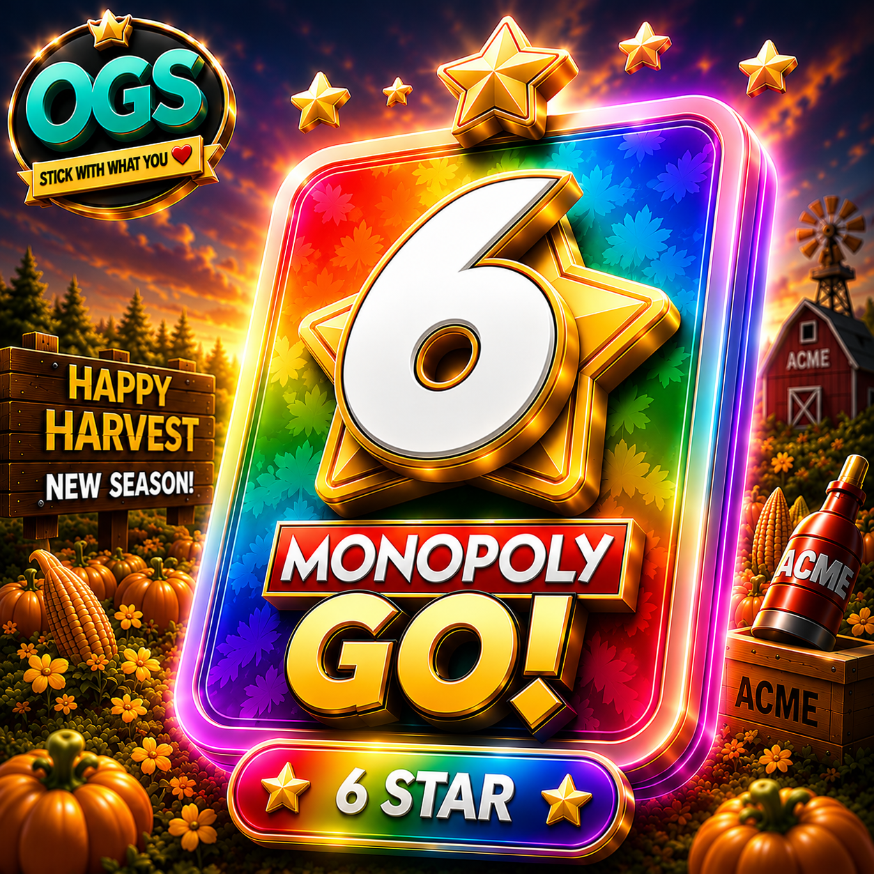 Monopoly GO Happy Harvest 6 Star Stickers Product | OurGoSticker