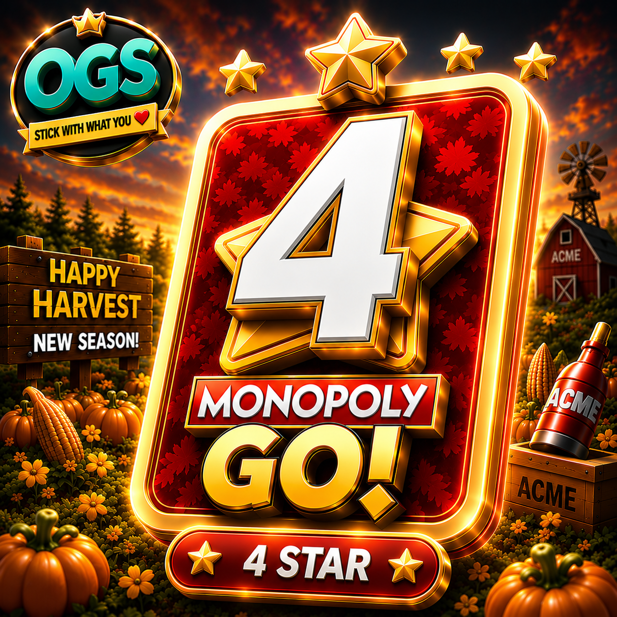 Monopoly GO Happy Harvest 4 Star Stickers Product | OurGoSticker