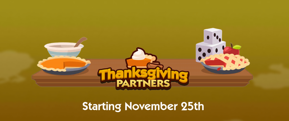 Monopoly Go November 25-30 Thanksgiving Partners Schedule & Rewards