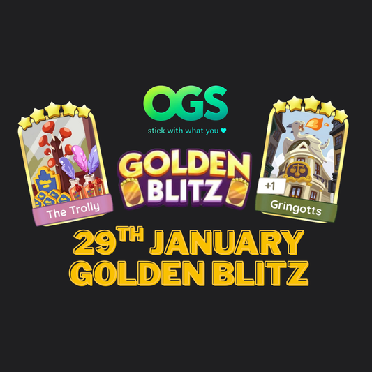 Monopoly Go January 29-30, 2026 Golden Blitz Schedule | Getting Gold Stickers The Trolly and Gringotts for Free!