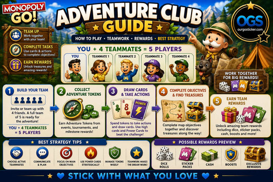 Monopoly GO Adventure Club Guide with 5-player team, rewards and strategy tips