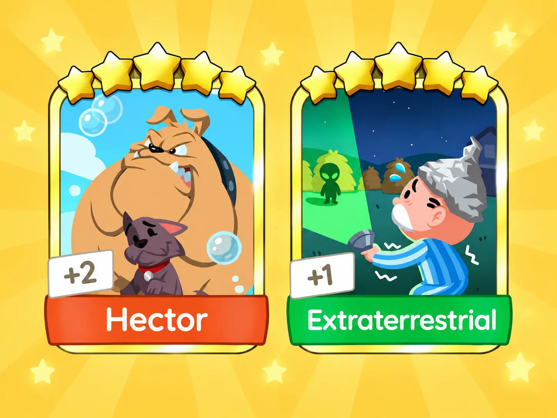 Monopoly GO Golden Blitz Hector and Extraterrestrial 5-star Gold Stickers