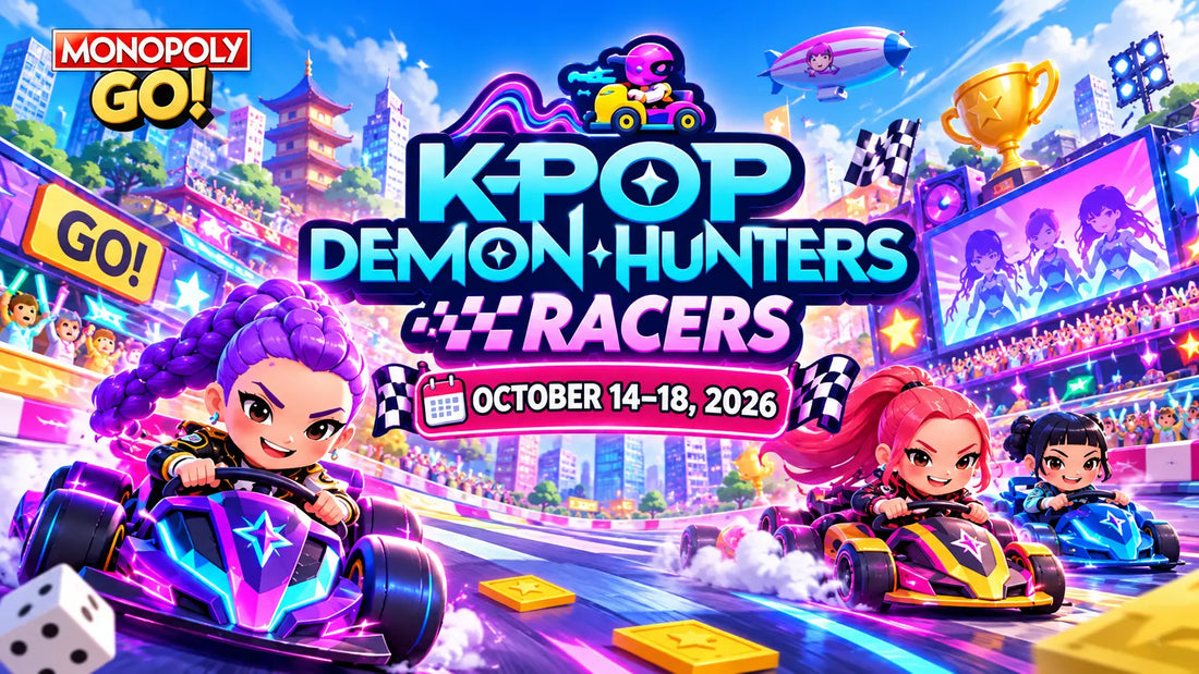 KPOP Demon Hunters Racers October 14–18, 2026 championship rewards and Monopoly GO racing guide.