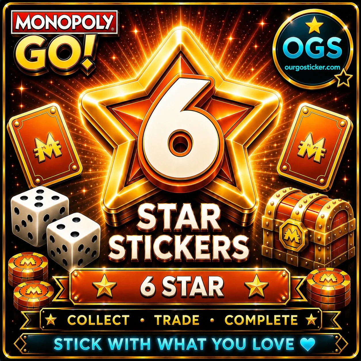 Monopoly GO Happy Harvest 6 Star Stickers Collection with fast digital delivery by OurGoSticker