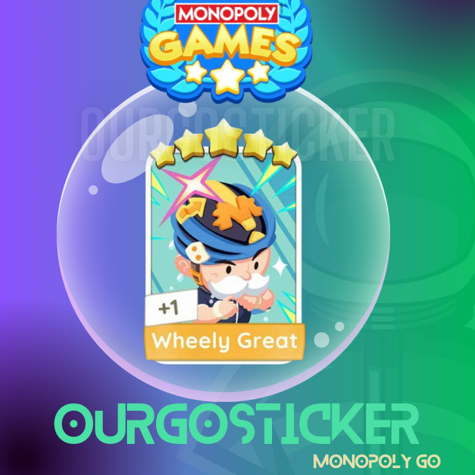 Juego de pegatinas de 5 estrellas Monopoly Go - 26 Wheely Great