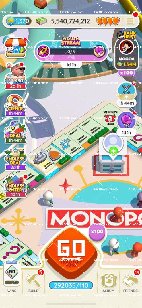 [Pre Made Account]Monopoly Go Account Sale  Level:1370  Dice:292000