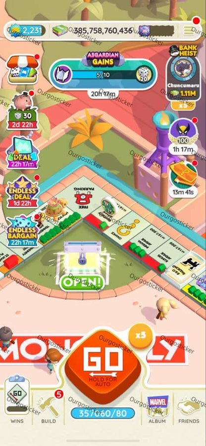 [Pre Made Account]Monopoly Go Account Sale :Level-2231,Dice-357060