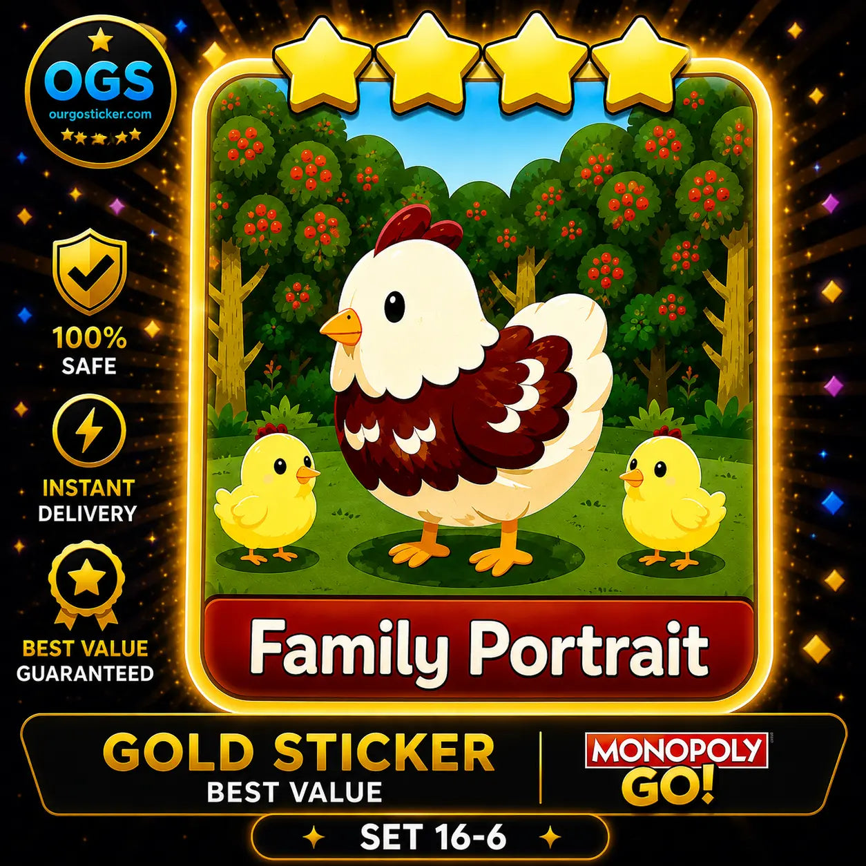 Family Portrait Set 16-6 Monopoly GO Gold Sticker