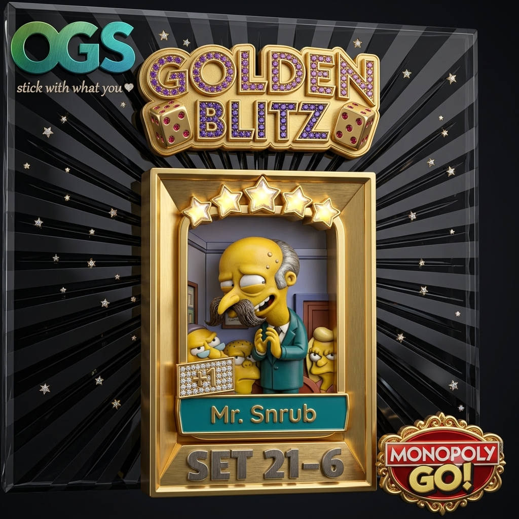 Monopoly GO Mr. Snrub Set 21-6 5-Star Gold Sticker – Pre-Order

