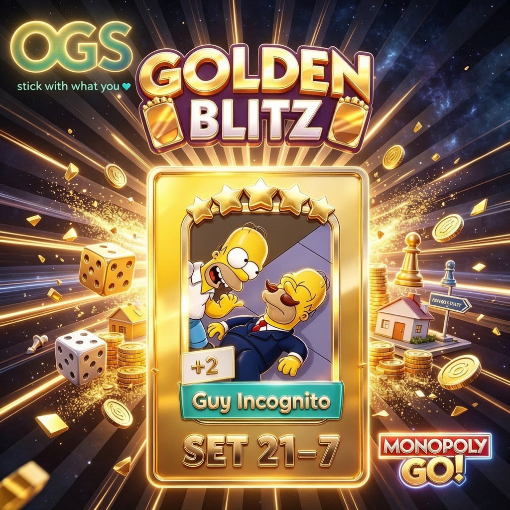 Guy Incognito Set 21-7 5-Star Gold Sticker – Monopoly GO Pre Order