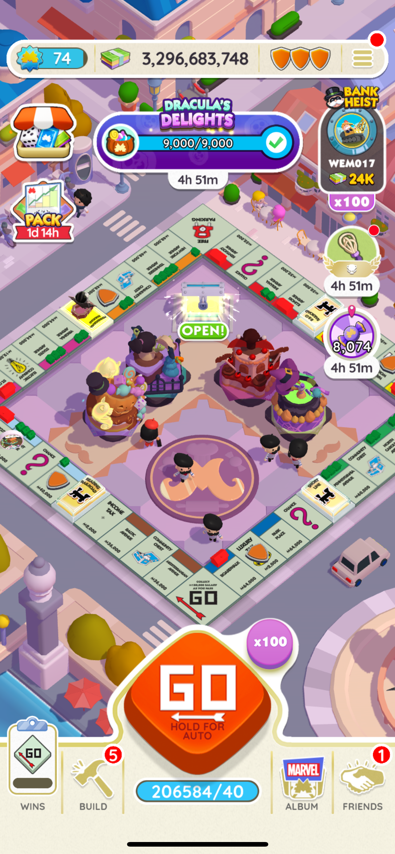 [Pre Made Account]Monopoly Go Account Sale :Level-74,Dice-206584