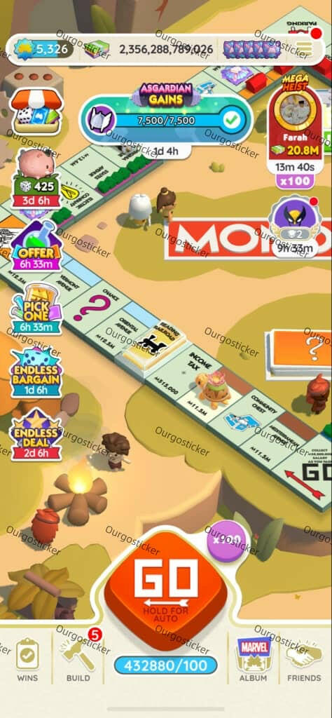 [Pre Made Account]Monopoly Go Account Sale,Level:5326 ,Dice-432880