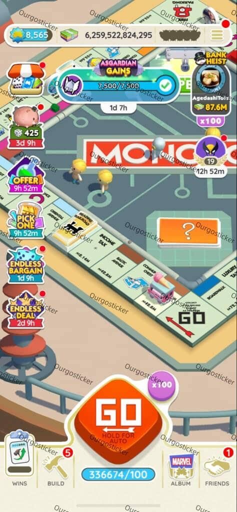 [Pre Made Account Sale]Monopoly Go Account Sale Level:8565 ,Dice:336674