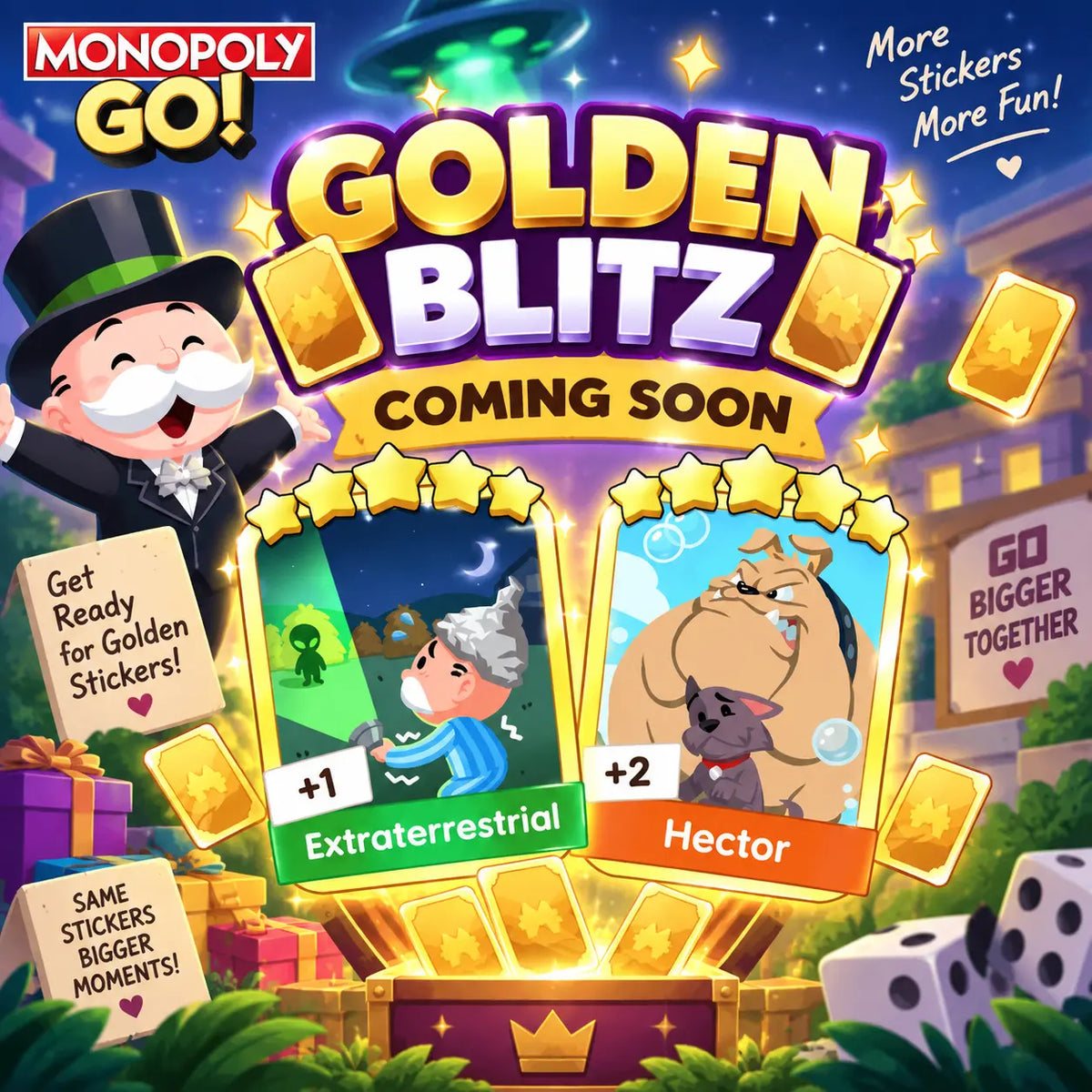 Golden Blitz Hector Set 21-6 and Extraterrestrial Set 19-8 Gold Stickers