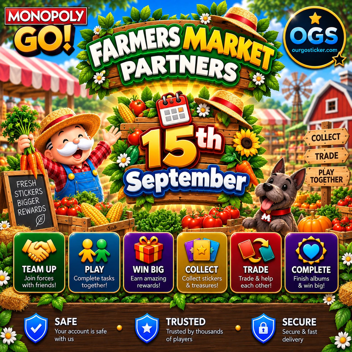 Monopoly GO Farmers Market Partners event September 15, 2026