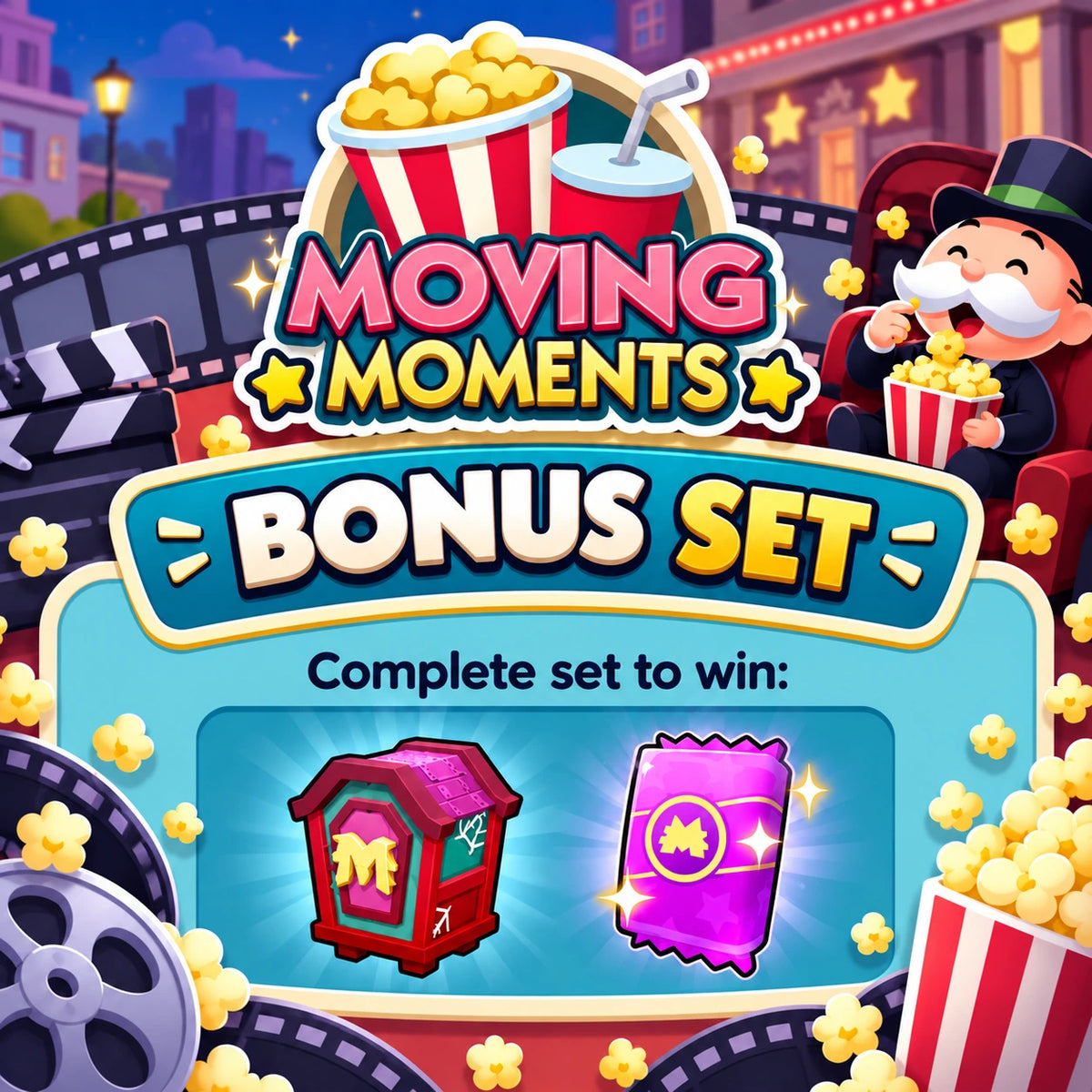 Monopoly GO Moving Moments Bonus Set Stickers and rewards