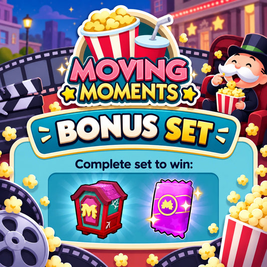 Monopoly GO Moving Moments Bonus Set Stickers and rewards