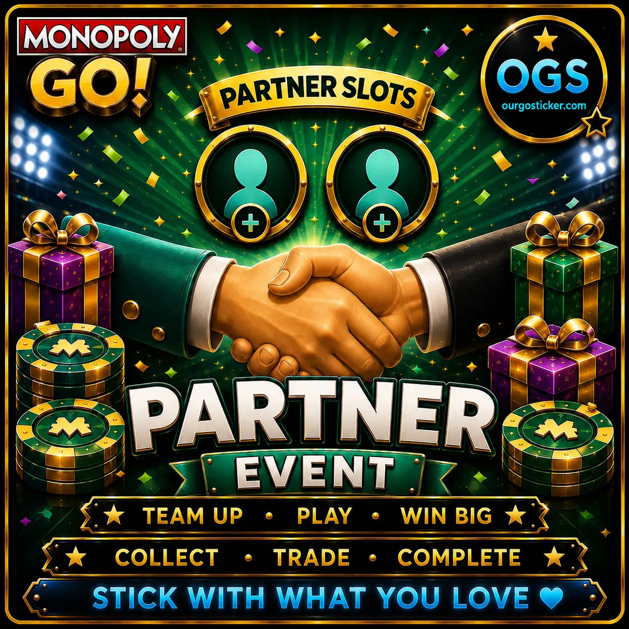Partner Event 2 Slots carry service by OurGoSticker with professional team and fast completion.