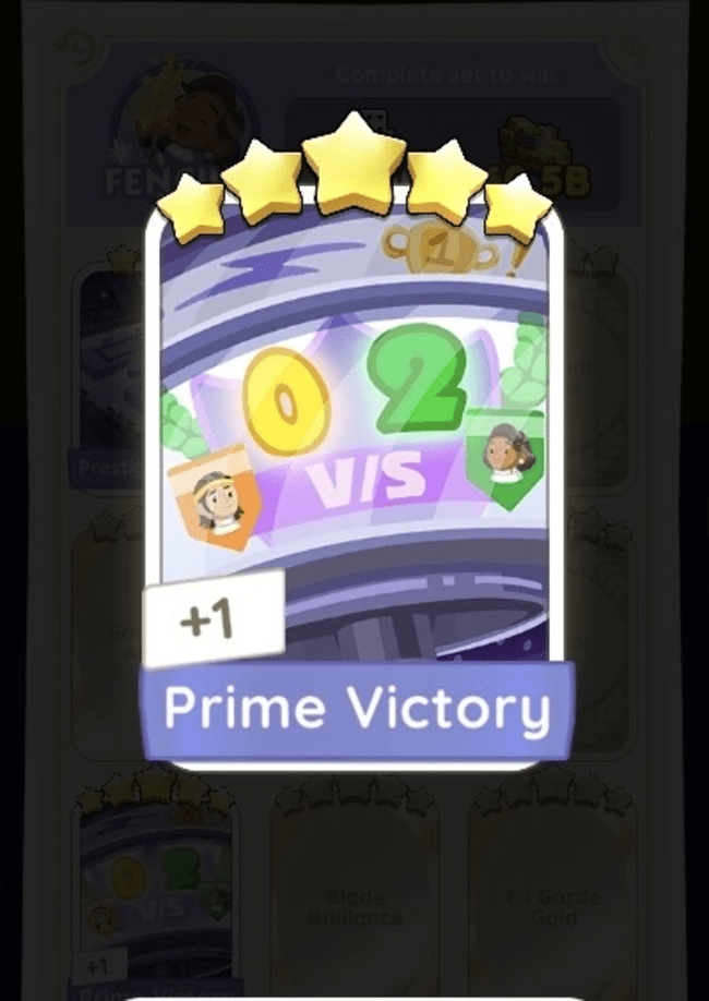 Monopoly Go 5 star sticker Set-22 Prime Victory