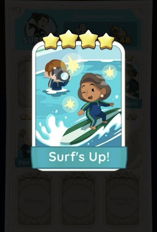 Monopoly Go 4 star sticker Set 17 Surf's Up